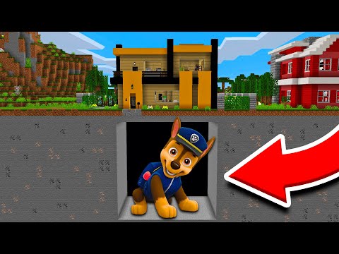 APARECE CHASE PAW PATROL GIGANTE DEBAJO DE MI CASA EN MINECRAFT ????