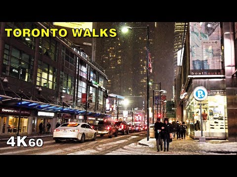 Snowstorm in downtown Toronto - Wintery November walk [4K60]