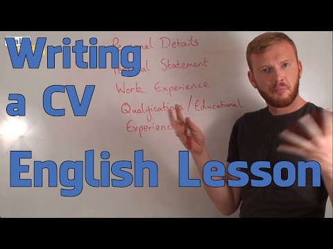 Writing a CV English Functional Language Lesson Advanced