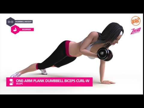 One Arm Plank Dumbbell Biceps Curl W