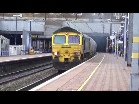 Freightliner 66523 Cement Train passing Ealing Broadway