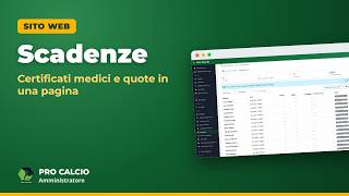 Scadenze: certificati medici e quote in una pagina (Sito web) | Pro Calcio