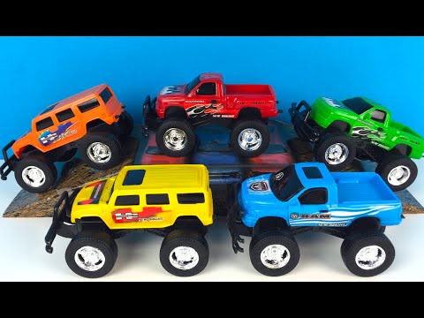 CAMIÓNES MONSTRUO - VEHICULOS PARA TERRENOS DIFICILES - TRUCK TOYS FOR KIDS - NEW BRIGHT WHEELS Video