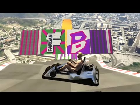 MEGA RAMP WITH OUR LOGOS AND IN A KART! TOTAL MADNESS! GTA V