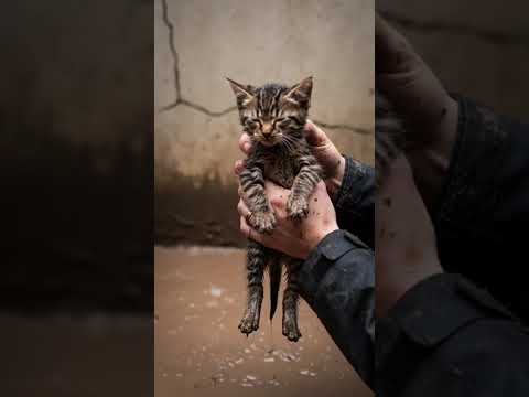 Mud-Soaked Kitten Rescued After Crying for Help Alone 