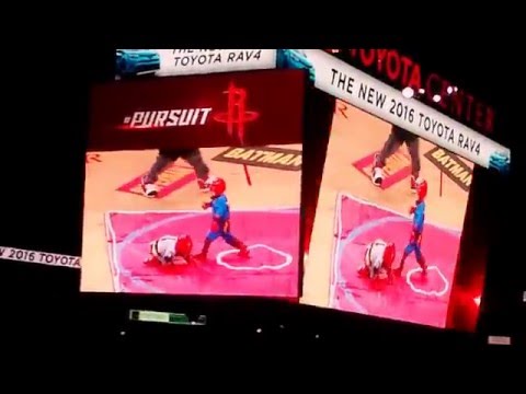 Superman Vs Batman at the Rockets Vs Raptors Game