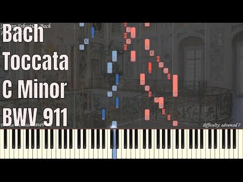 JS Bach - Toccata in C Minor BWV 911 | Synthesia Piano Tutorial | Library of Music