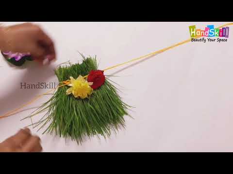 Easy way to string #Arugampul garland for lord Ganesha | Bermuda Grass | Garika Mala