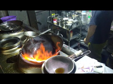 amazing wok skills! cooking with extreme  powerful fire