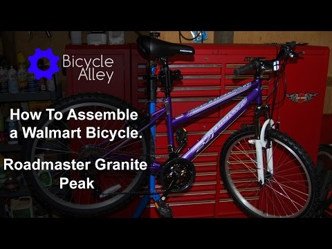 Part of a video titled How to assemble a Walmart Bicycle - Roadmaster Granite Peak - YouTube