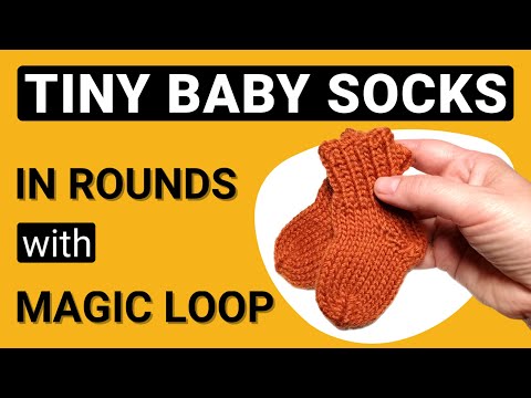 How to knit easy baby socks. Tutorial for beginners. Magic loop. Circular needles. Aran/worsted yarn