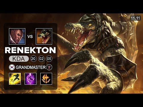 Renekton Top vs Lucian - KR Grandmaster Patch 11.11