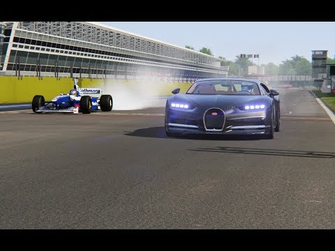 F1 1997 Williams FW19 vs Bugatti Chiron at Monza Circuit