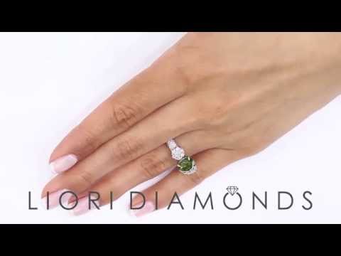 FD-617 - 3.65 Carat Fancy Green Diamond Engagement Ring 14k White Gold