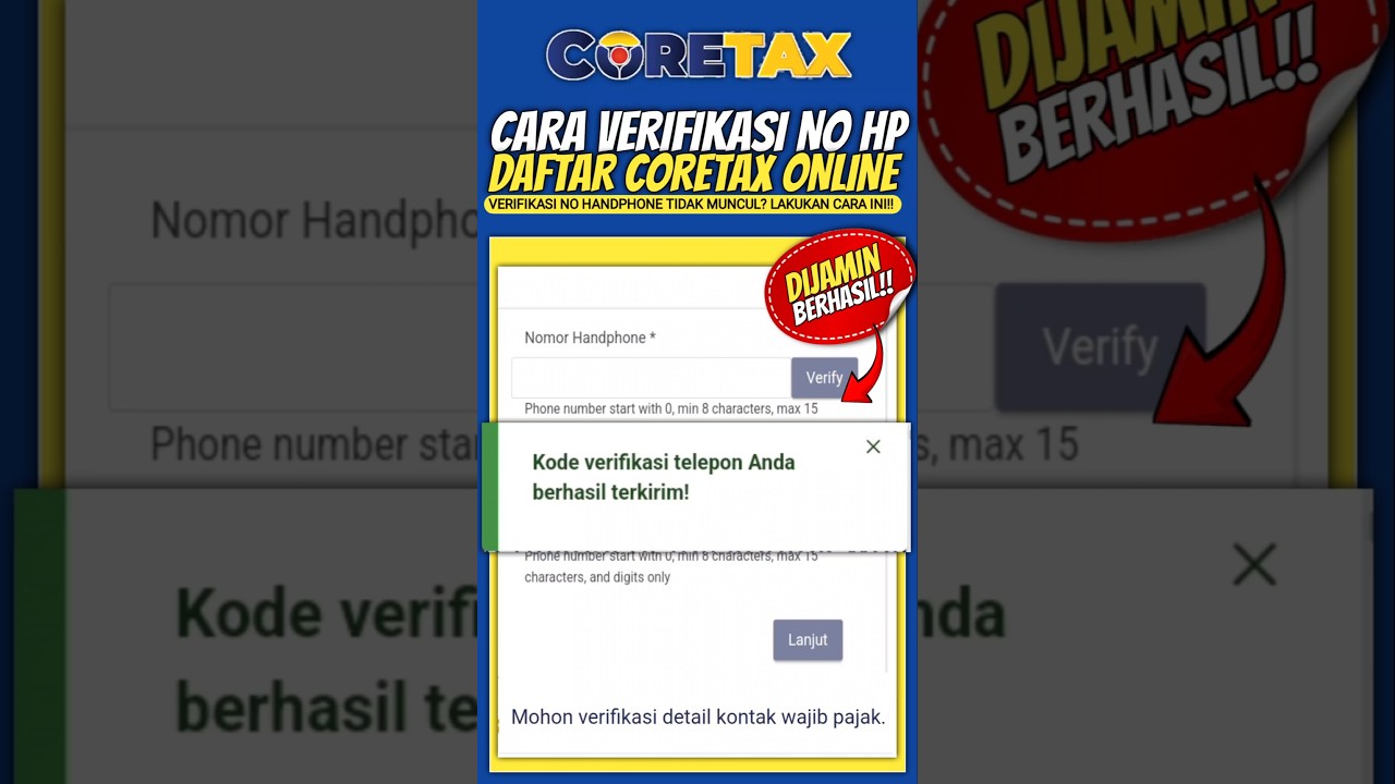 CARA VERIFIKASI NO HANDPHONE CORETAX #Coretax #tutorialpajak #npwp #djp #djponline