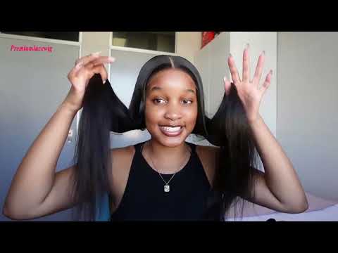 HD Lace Wear Go Glueless Wigs 5x5 Lace Human Hair Wigs With Bangs Straight Body Wave