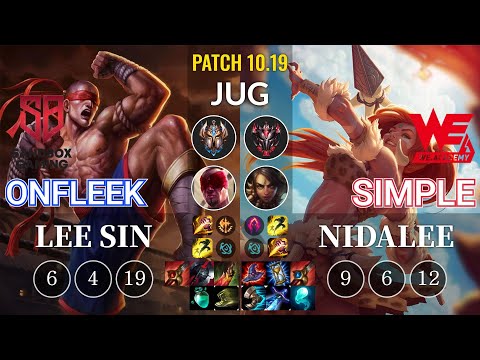 SB OnFleek Lee Sin vs WEA Simple Nidalee Jungle - KR Patch 10.19