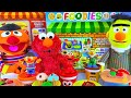 SESAME STREET TOYS Unboxing Foodies Pizza Macarons Cup Cake Dough Play Set With Elmo Ernie Bert