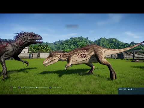 Jurassic World Evolution: Indominus rex vs Carcharadontosaurus (Base Genome) (Rematch)