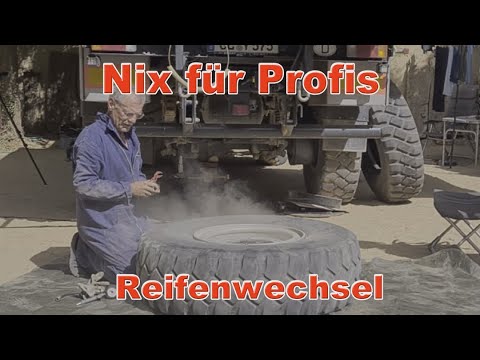 Sprengringfelge am Expeditionsmobil Iveco - Reifenwechsel unterwegs in Mauretanien auf 14.00 R 20