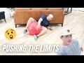 Adults Testing The Limits Of A Hippity Hop Ball How Much Weight Can It Hold