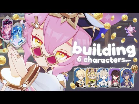 i built 6 characters in 1 day for the new lunar mode ⋆｡✿ cozy genshin impact gameplay