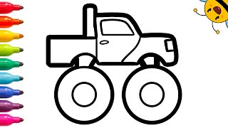 How to draw a Monster Truck easy for kids! Learn to draw cars for children & toddlers - Art tutorial