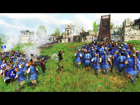Huge Medieval Army Encircles Castle Walls Under Siege... - Mount and Blade II Bannerlord