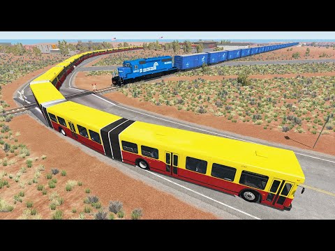 Long Articulated Bus Crashes #4 - Beamng Drive
