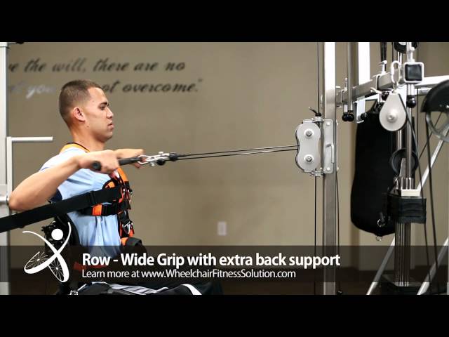 Wheelchair Fitness Solution | Exercise: Row – Wide Grip with Extra Back Support (24 of 40)