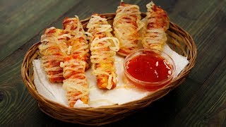 Paneer Thread Roll - Noodles Threaded Panner Starter Recipes CookingShooking