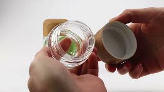 Black Lid Clear Child Proof Glass Jar