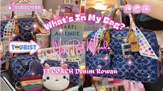 WIMB - WHAT'S IN MY BAG? FT COACH DENIM LARGE ROWAN - Travel Airport Bag!
