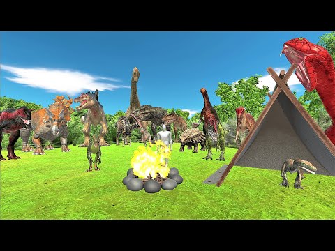 Dinosaur camping. Build a sturdy camp base! | Animal Revolt Battle Simulator