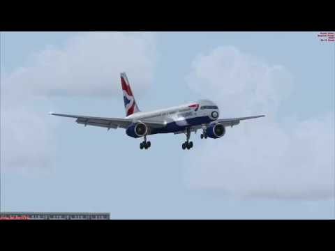 FSX British Airways Boeing 757 Landing on small airport