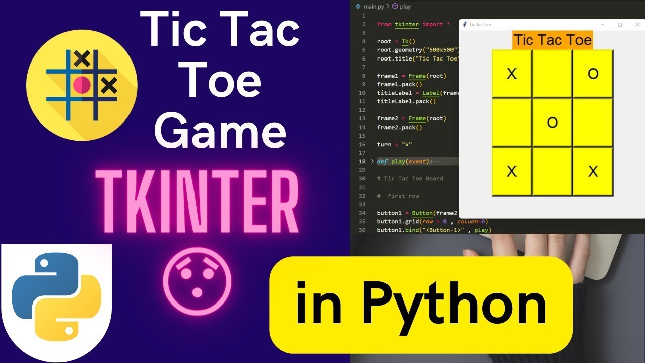 Tic Tac Toe Tkinter Python - Display Draw ( Part - 4 )