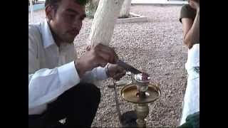 Moment de détente Shisha à Palmyre, Syrie juin 2002.