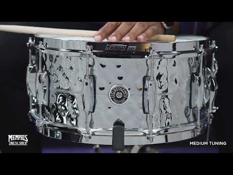 Gretsch GB4164HB Brooklyn Hammered Chrome Over Brass 6.5x14" 10-Lug Snare Drum 2012 - Present - Chrome-Plated image 6