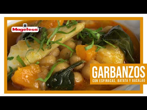Cómo Cocinar GARBANZOS con ESPINACAS, Batata y BACALAO en la OLLA a PRESIÓN (MAGESTAR) I Paso a paso