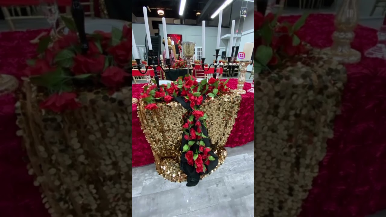 Sexy red rose accented sweetheart table