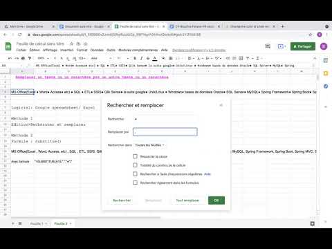 Remplacer un texte ou un caractère par un autre texte ou un caractère google Spreadsheet