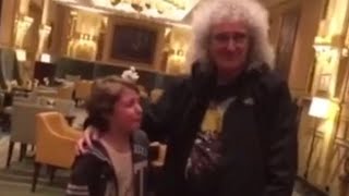 Brian May Meets &amp; Signs Autograph For Tearful Emotional Young Queen Fan