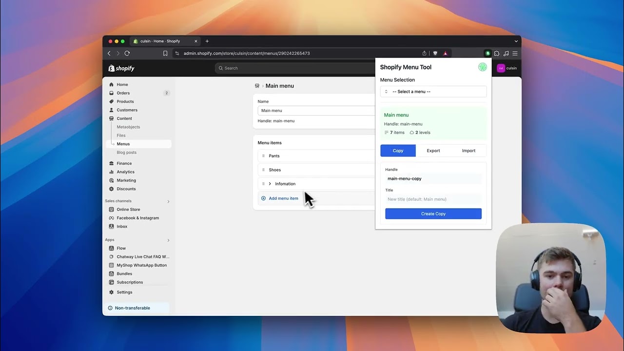 Shopify Menu Copier: Effortlessly Duplicate, Export & Import Navigation Menus cover