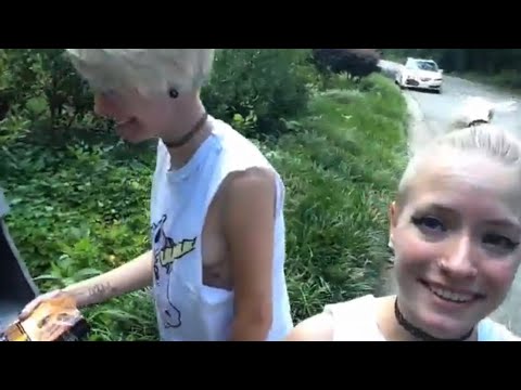American Young Girls- Without Bra On The Road -Funny Video