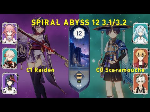 C1 Raiden and C0 Scaramouche/Wanderer - Genshin Impact Abyss 3.2 - Floor 12 9 Stars