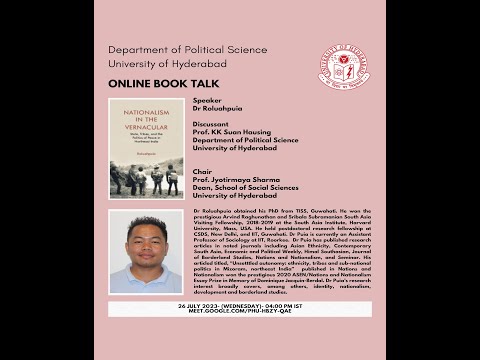 Book talk on Nationalism in the vernacular by Dr Roluahpuia