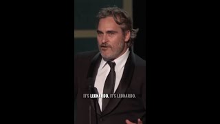 Joaquin Phoenix calls out Leonardo DiCaprio at his SAG&#39;s acceptance speech #shorts