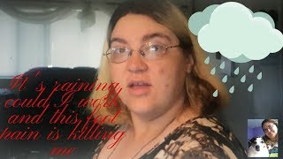 it's raining could I work and this foot pain is killing me