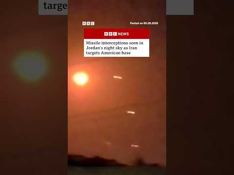 Missile interceptions seen in Jordan’s night sky as Iran targets American base. #BBCNews
