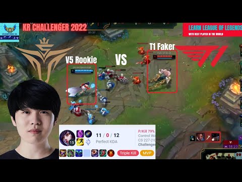 V5 Rookie vs T1 Faker Korea Challenger 2022 Patch 12.15 | How to play Ahri Mid
